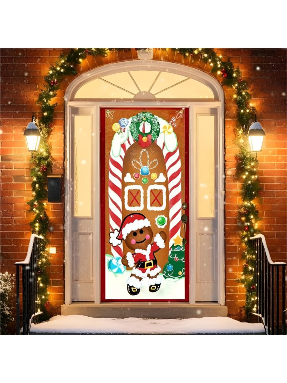 3 Packs Christmas Ginger Bread House Window Door Cover Holiday House Decor
